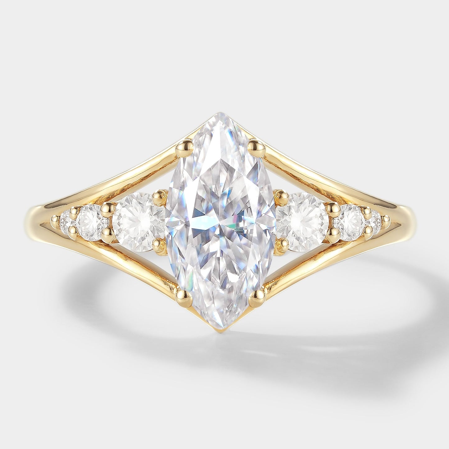 Unique Marquise Cut Moissanite Engagement Ring