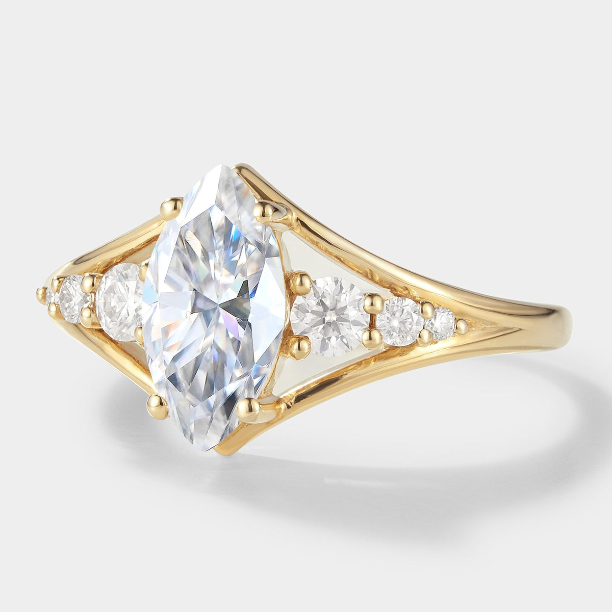 Unique Marquise Cut Moissanite Engagement Ring