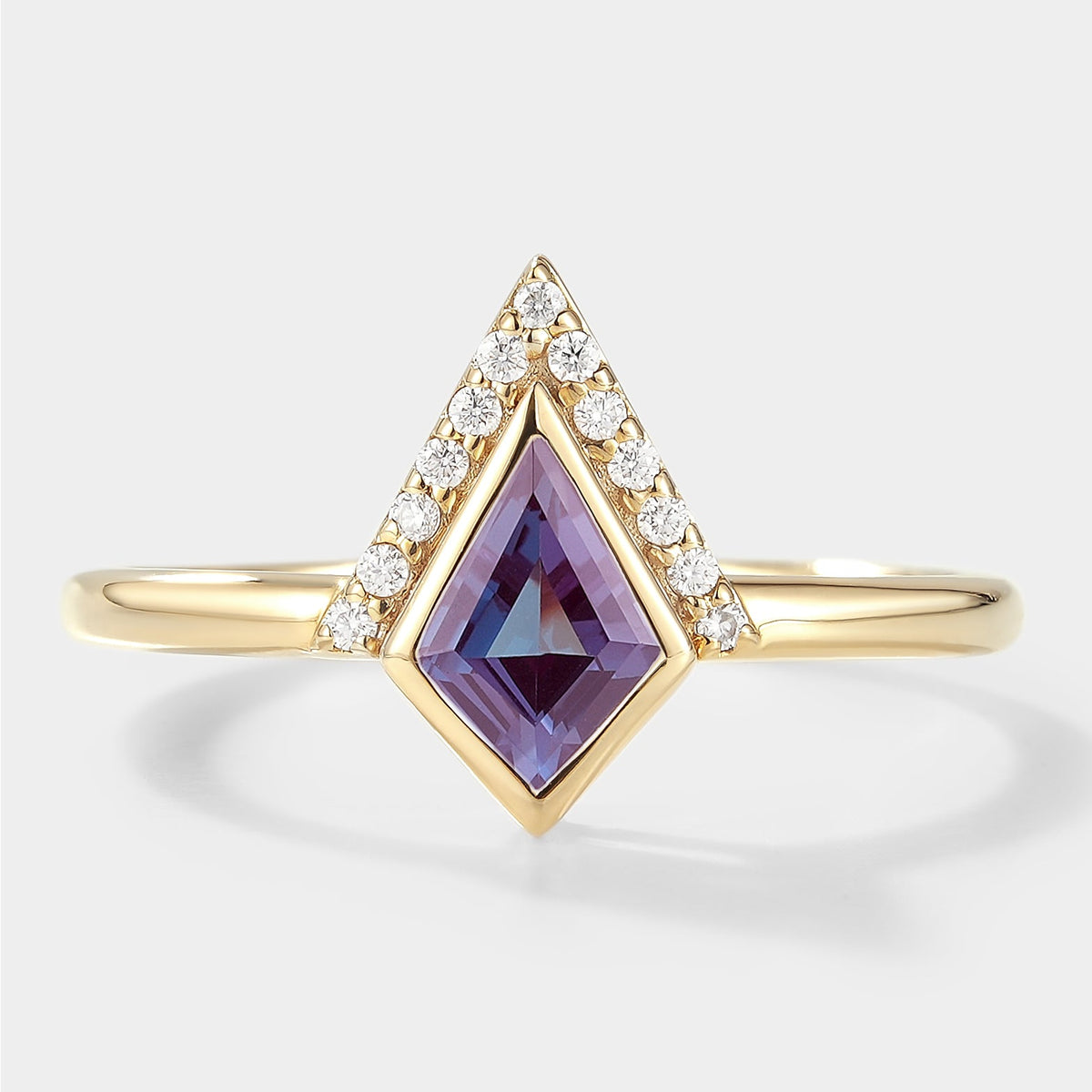 Unique Kite Shape Alexandrite Engagement Ring