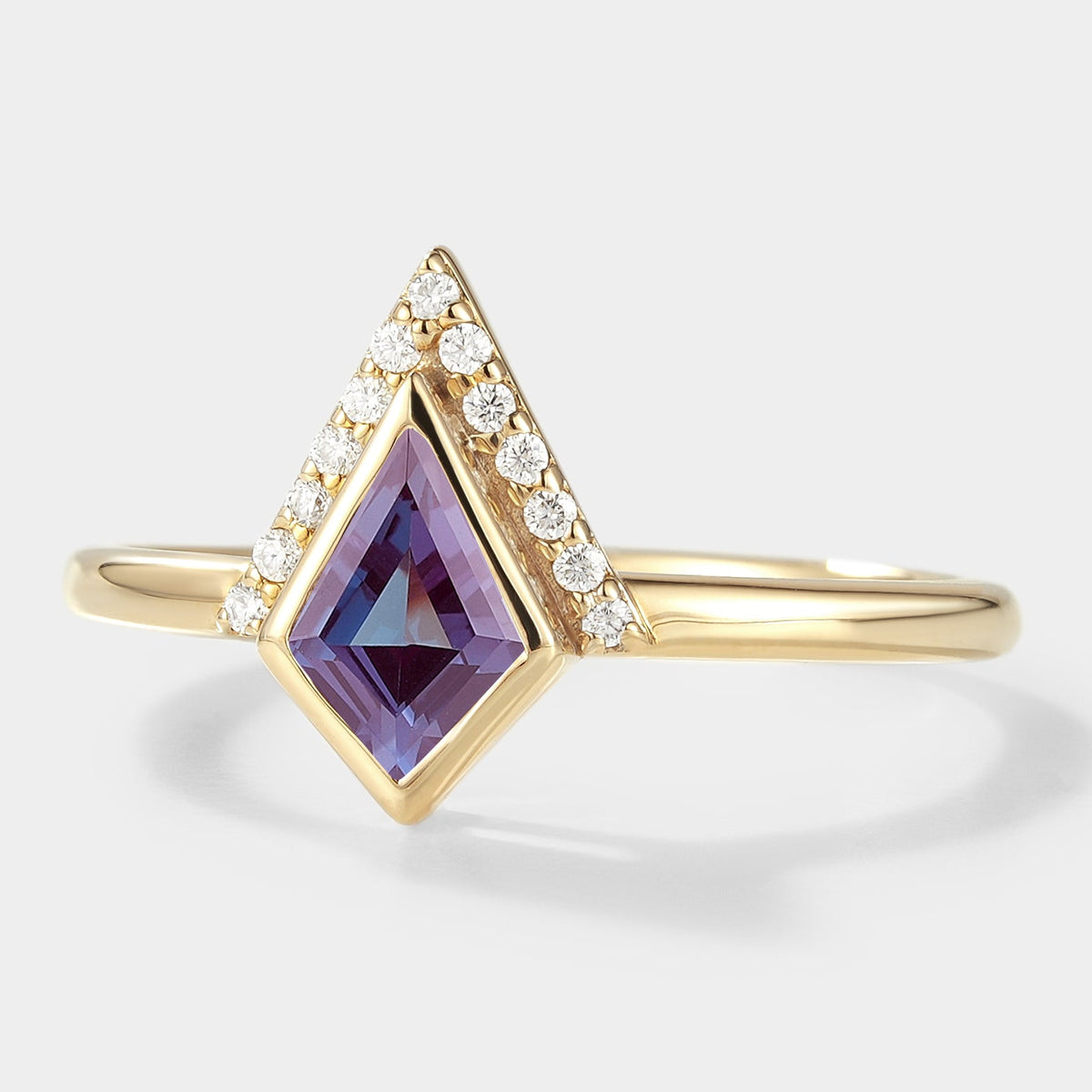 Unique Kite Shape Alexandrite Engagement Ring