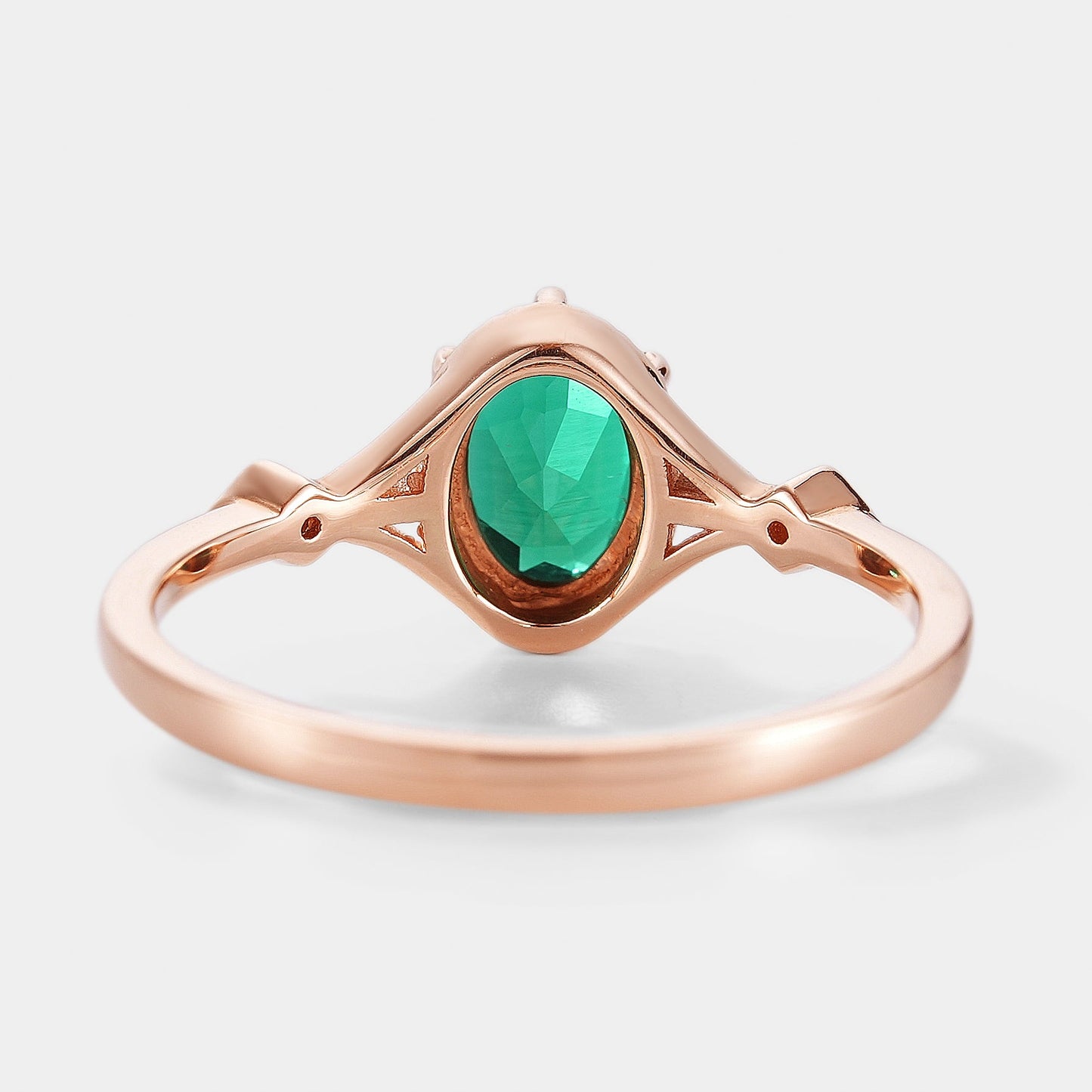 Classic Oval Cut Lab Created Emerald Engagement Ring