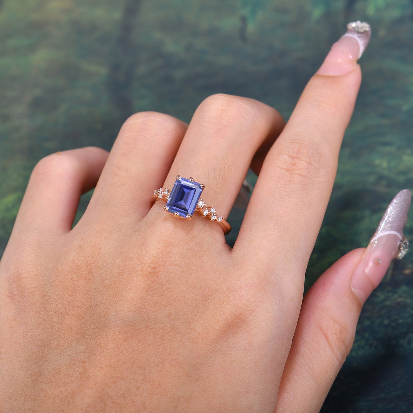 6 Prong Timeless 3 Carat Emerald Cut Tanzanite Engagement Ring
