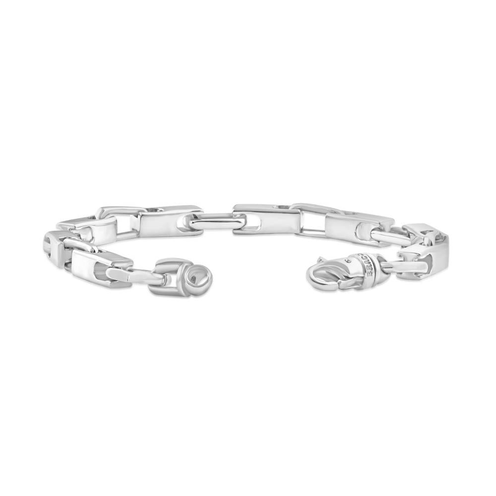 Men's Polished Steel Oval Clasp 6mm Flexible Link  8.5 " Bracelet