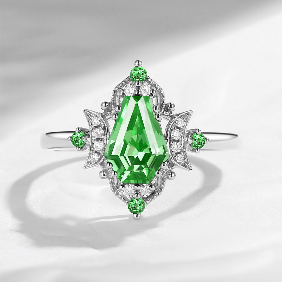 Crescent Moon｜Unique Coffin Lab Tsavorite Engagement Ring - 'Evermore'