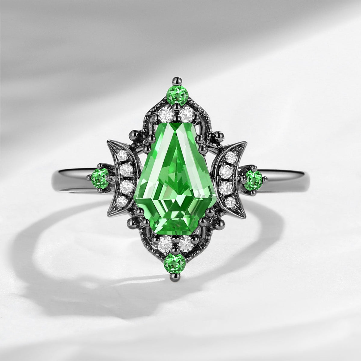 Crescent Moon｜Unique Coffin Lab Tsavorite Engagement Ring - 'Evermore'