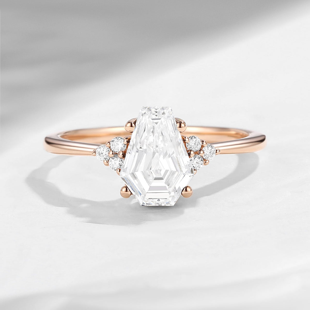 Classic Coffin Shaped Lab Diamond Engagement Ring
