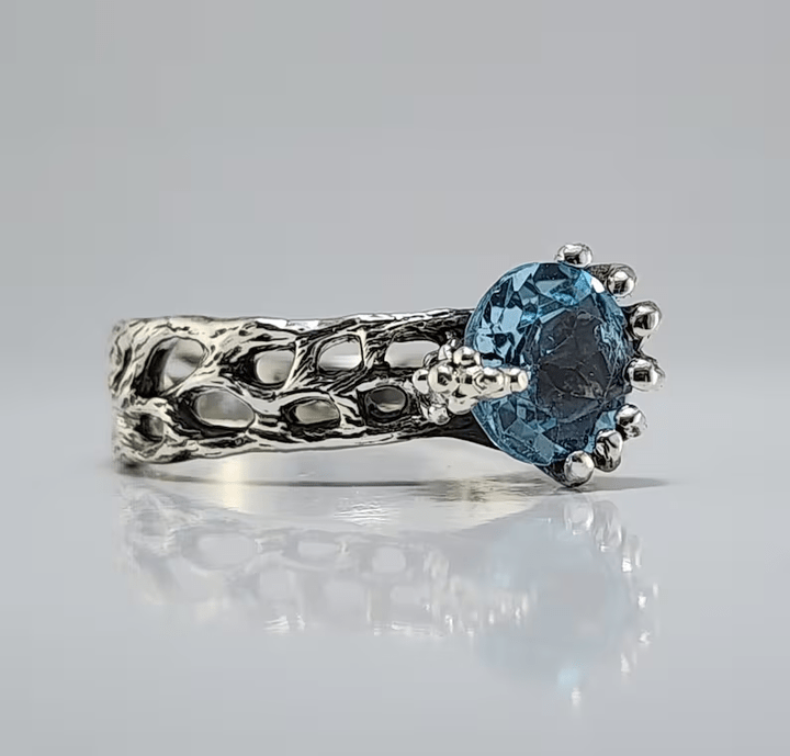 Topaz Ring Starfish and Sea Fan Coral Design