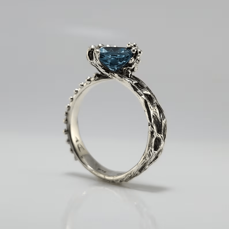 Topaz Ring Starfish and Sea Fan Coral Design