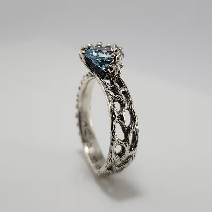 Topaz Ring Starfish and Sea Fan Coral Design