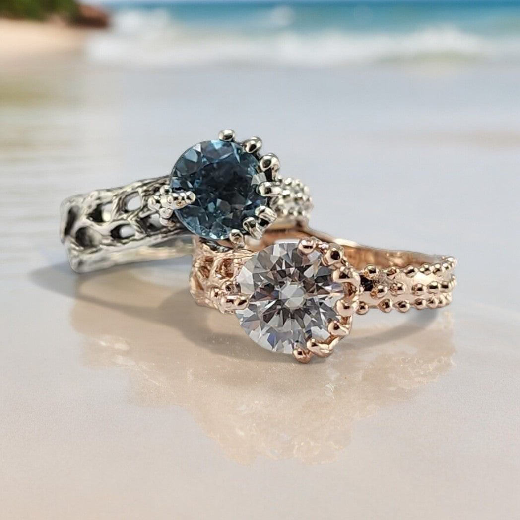 Topaz Ring Starfish and Sea Fan Coral Design