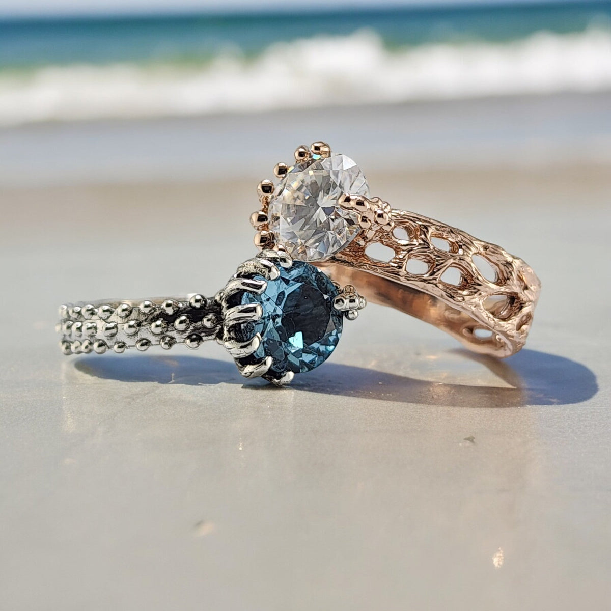 Topaz Ring Starfish and Sea Fan Coral Design