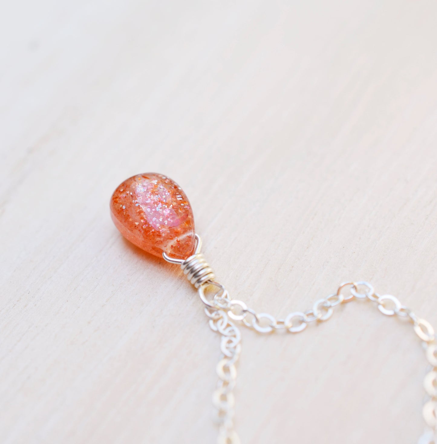 Sunstone Droplet Necklace