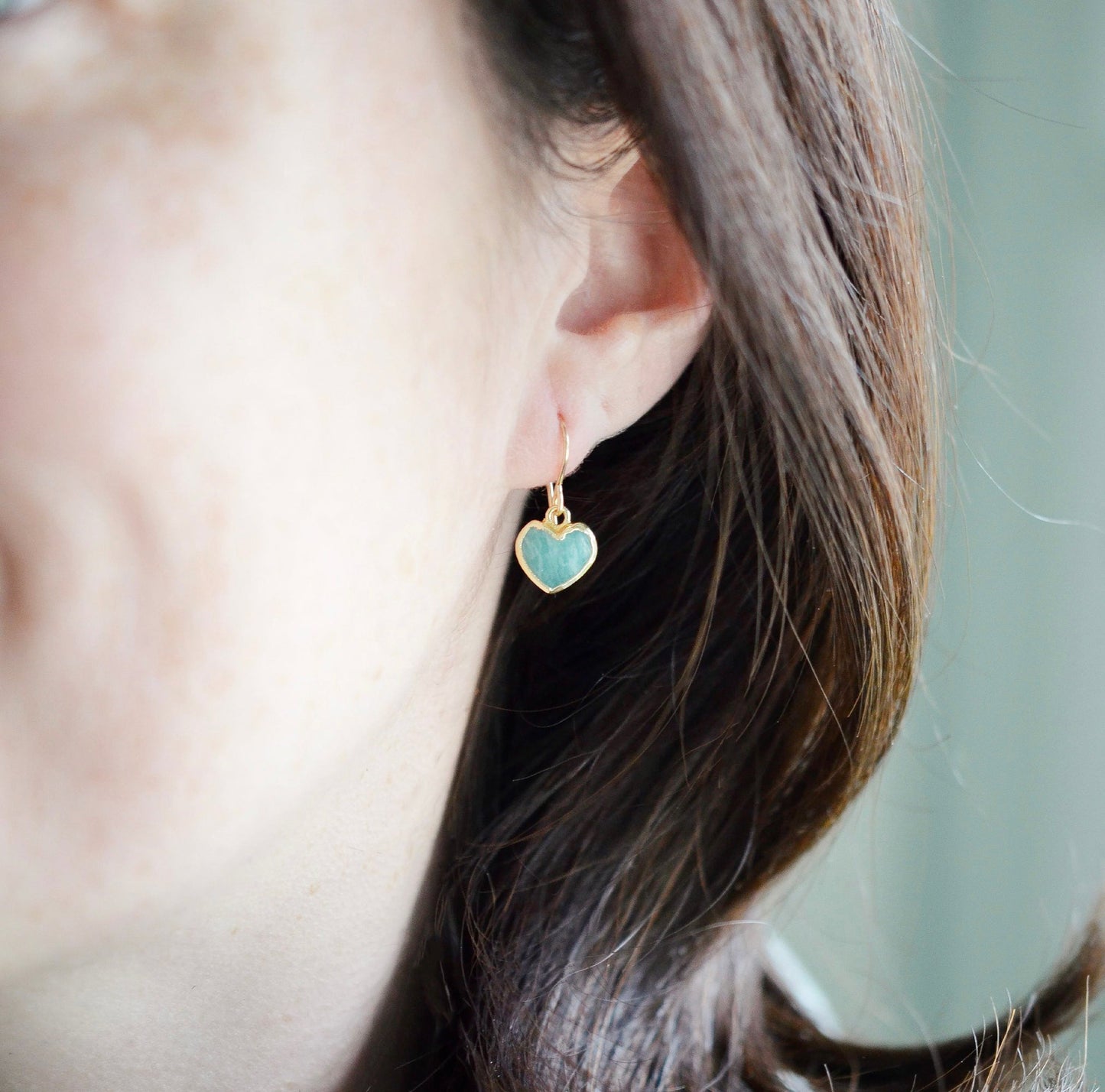Amazonite Heart Earrings