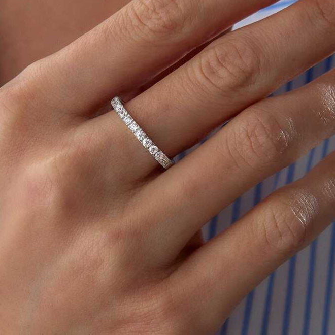14K Gold Half Eternity Band Ring