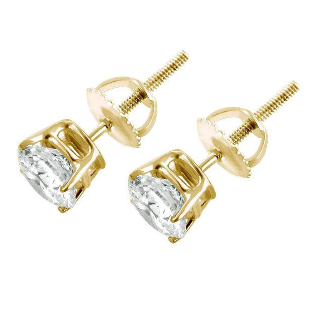 Screw Back 1 Ct T.W. Genuine Diamond Studs Available in 14k White or Yellow Gold