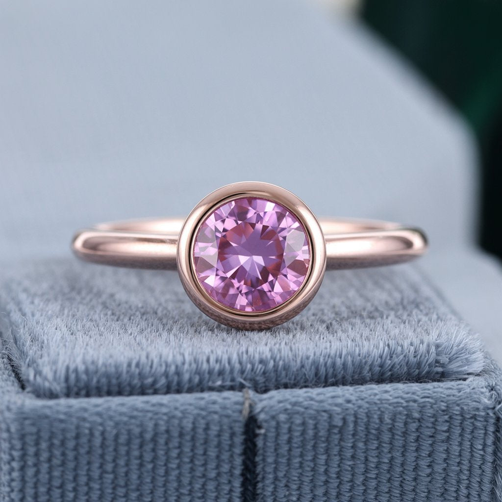 Round Cut Lab Created Pink Sapphire Gemstone