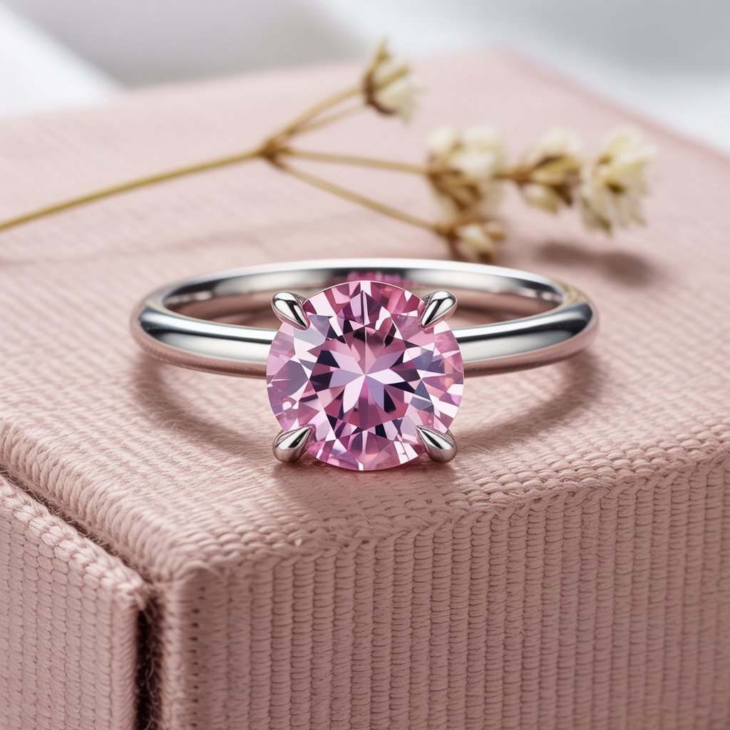 Round Cut Lab Created Pink Sapphire Gemstone