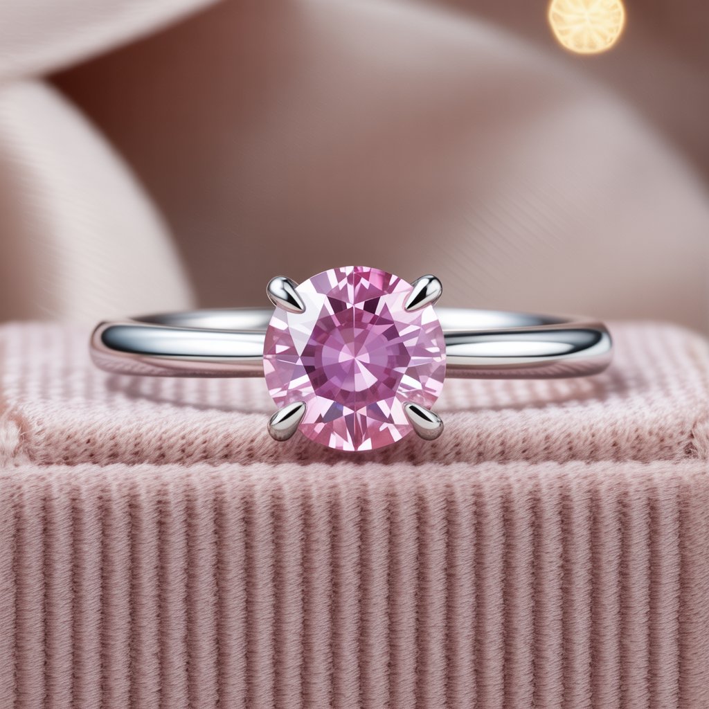 Round Cut Lab Created Pink Sapphire Gemstone