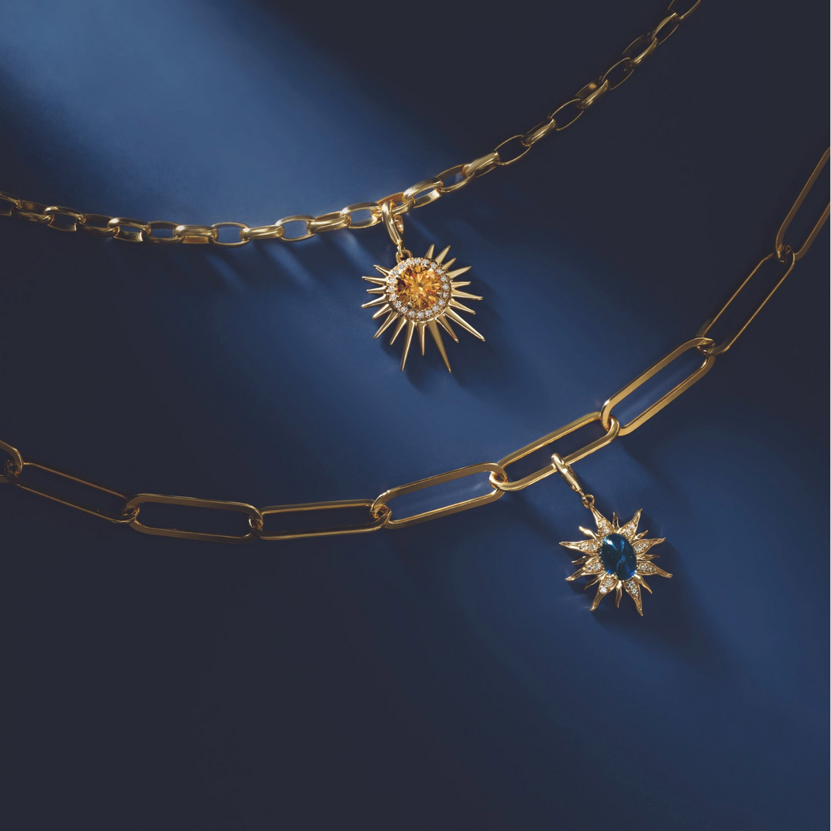 The Sunburst Charm | Natural Citrine and Diamond | 14K Yellow Gold