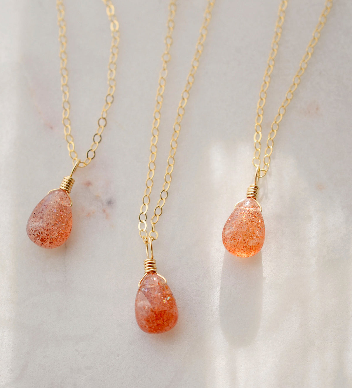Sunstone Droplet Necklace
