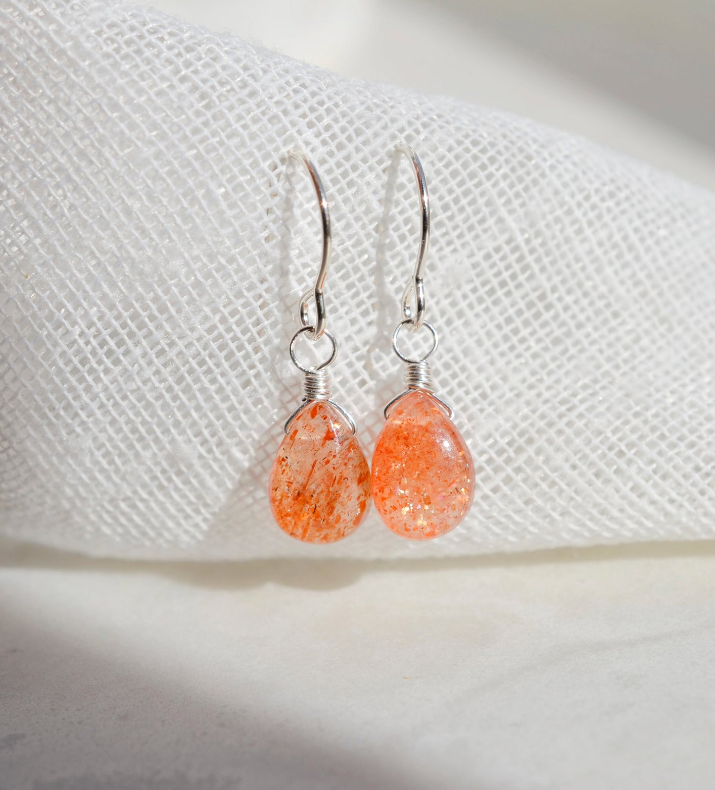 Sunstone Droplet Earrings