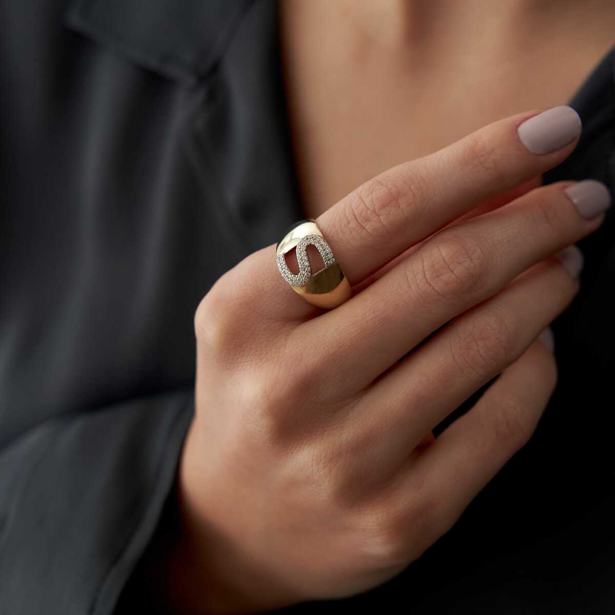 Stone Domed Letter Ring