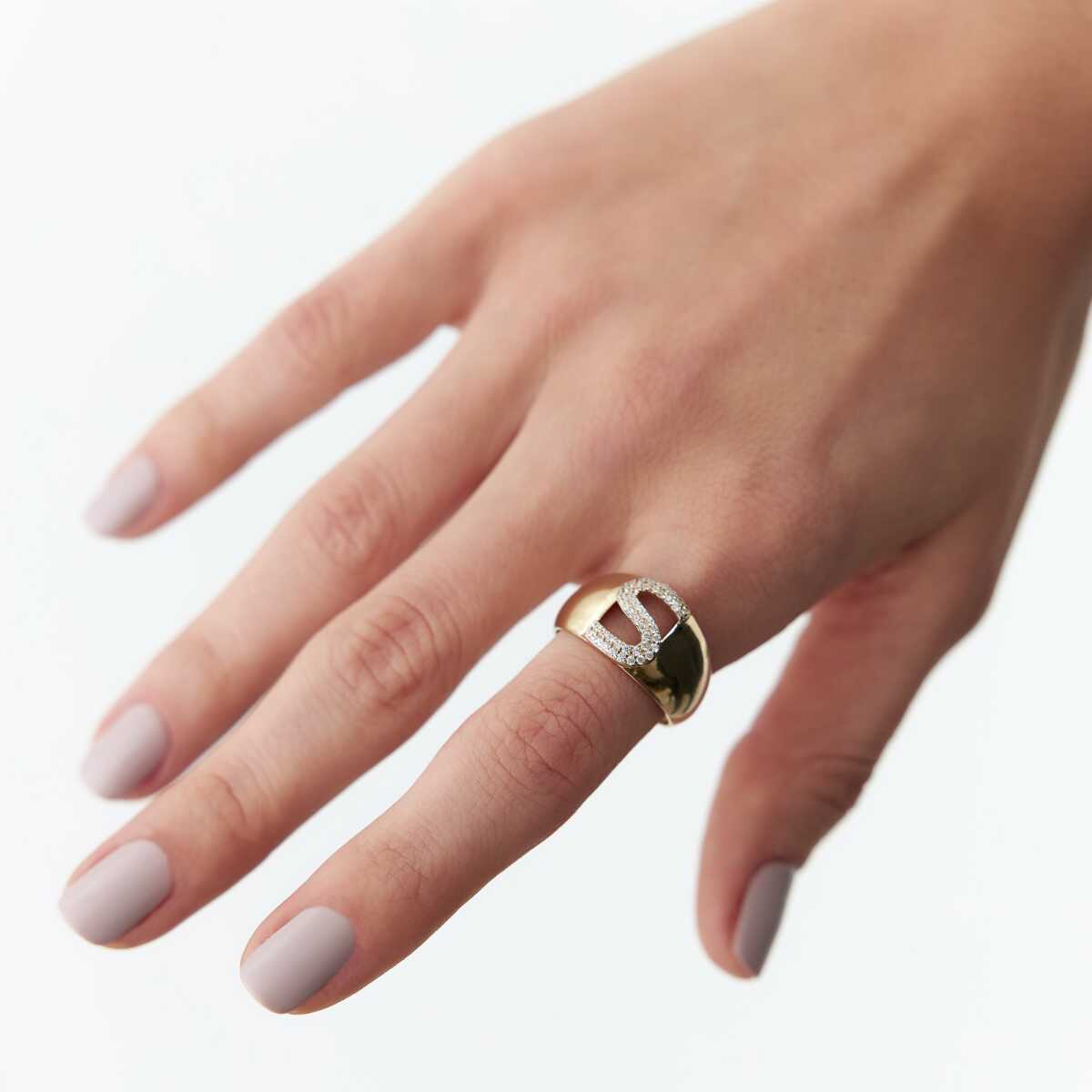 Stone Domed Letter Ring