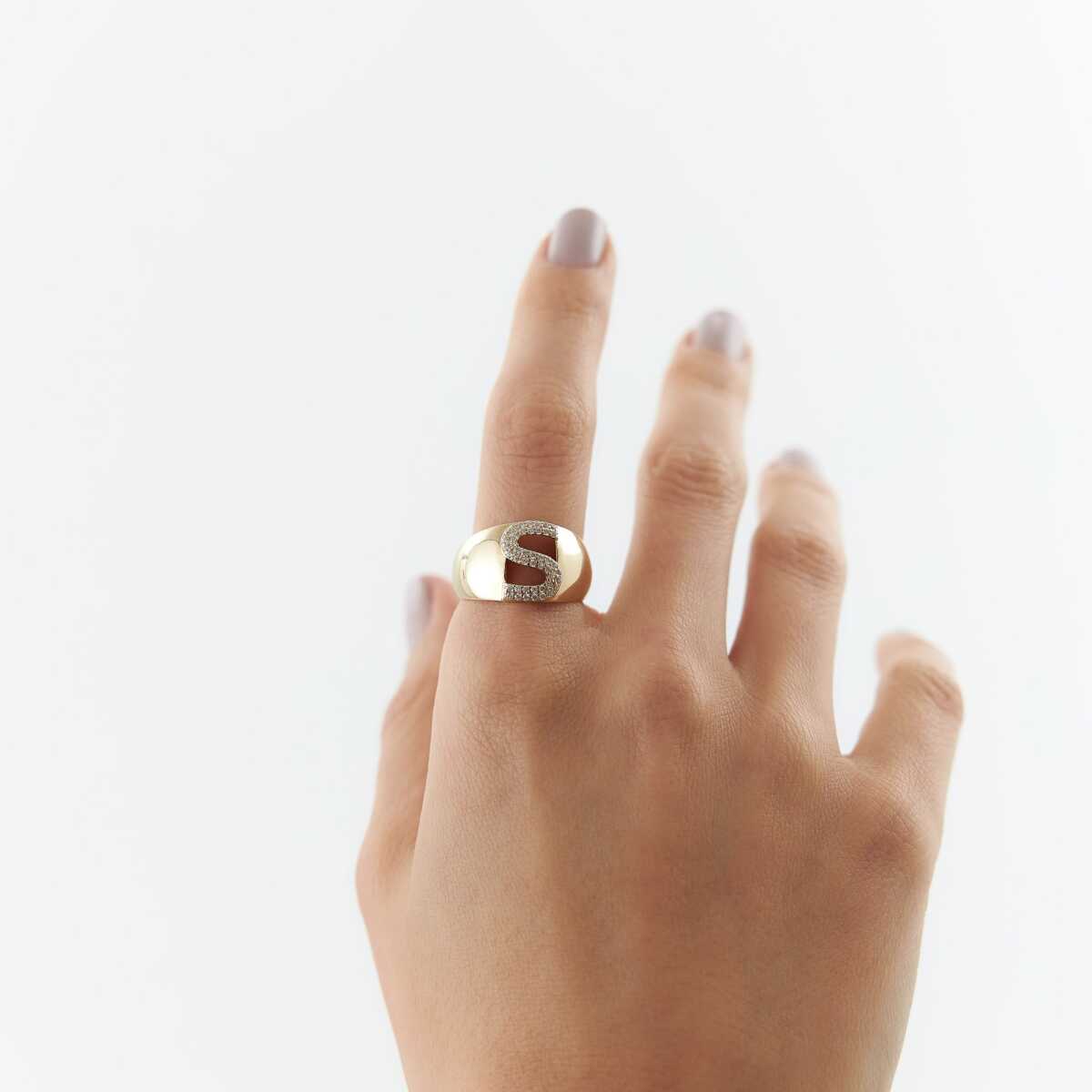 Stone Domed Letter Ring