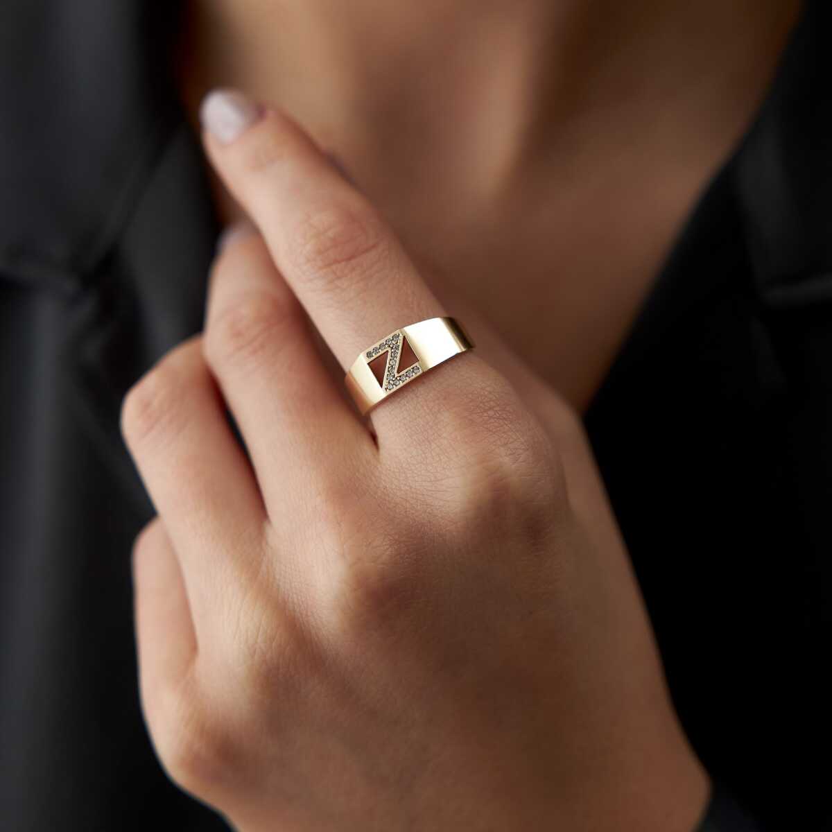 Stone Letter Ring