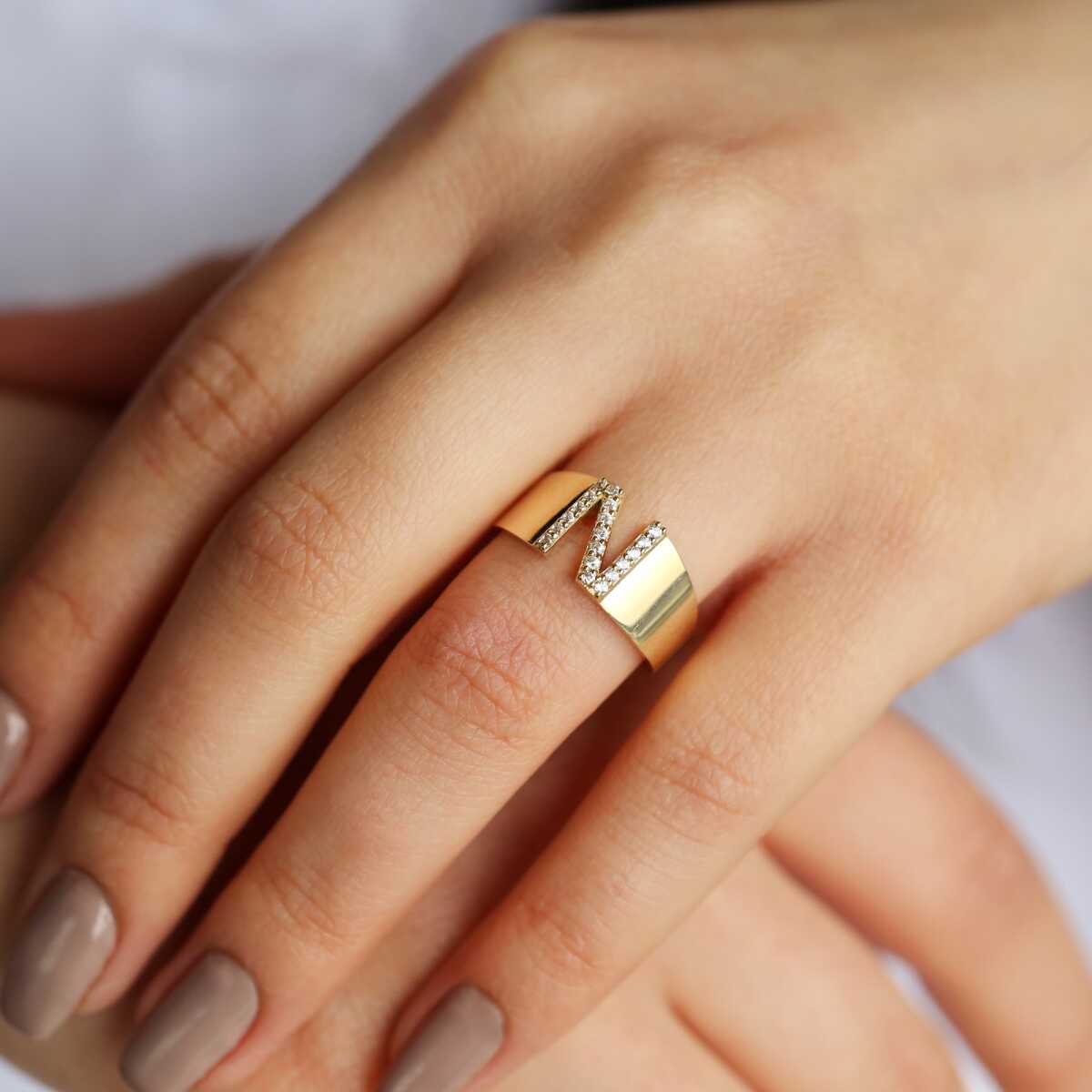 Stone Letter Ring
