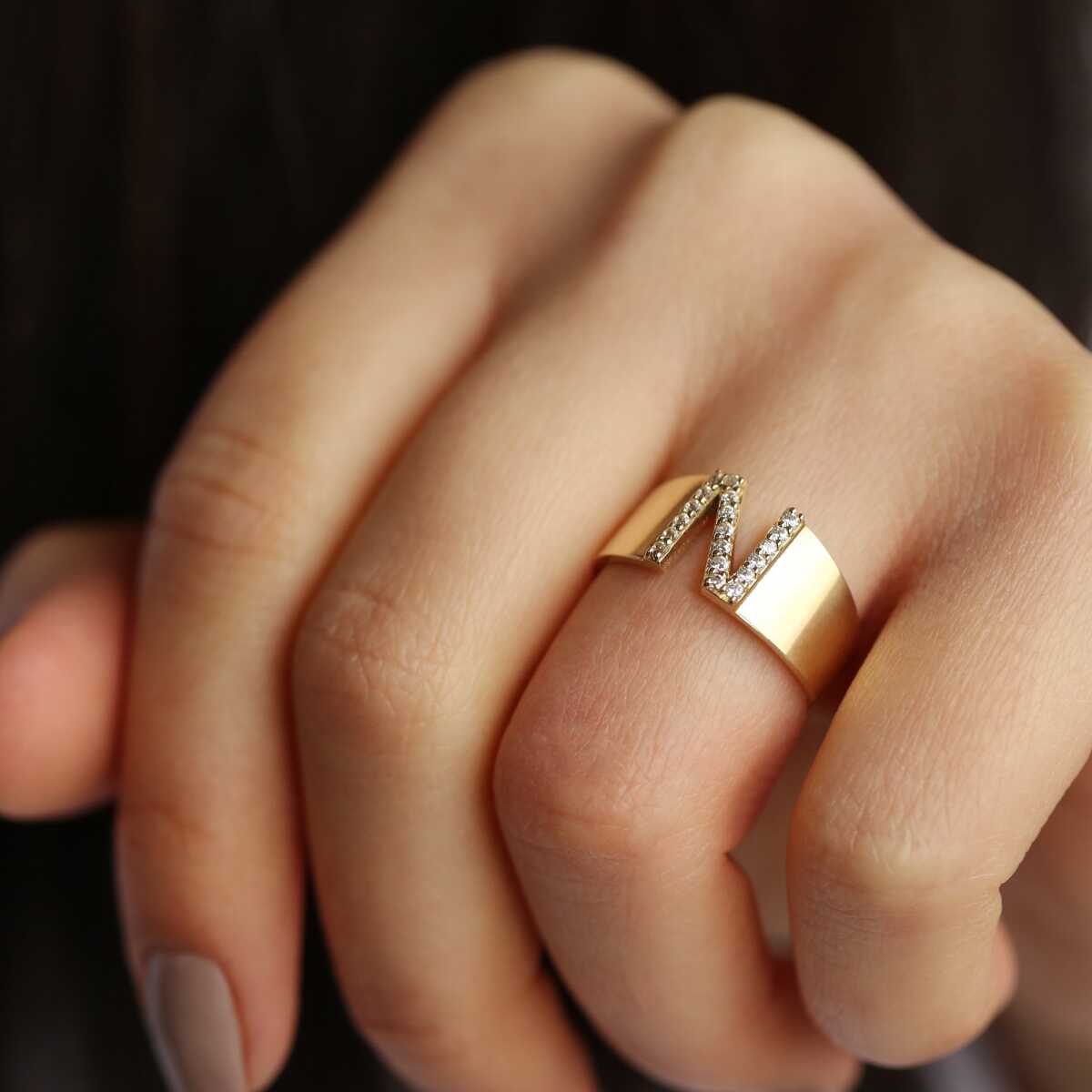 Stone Letter Ring