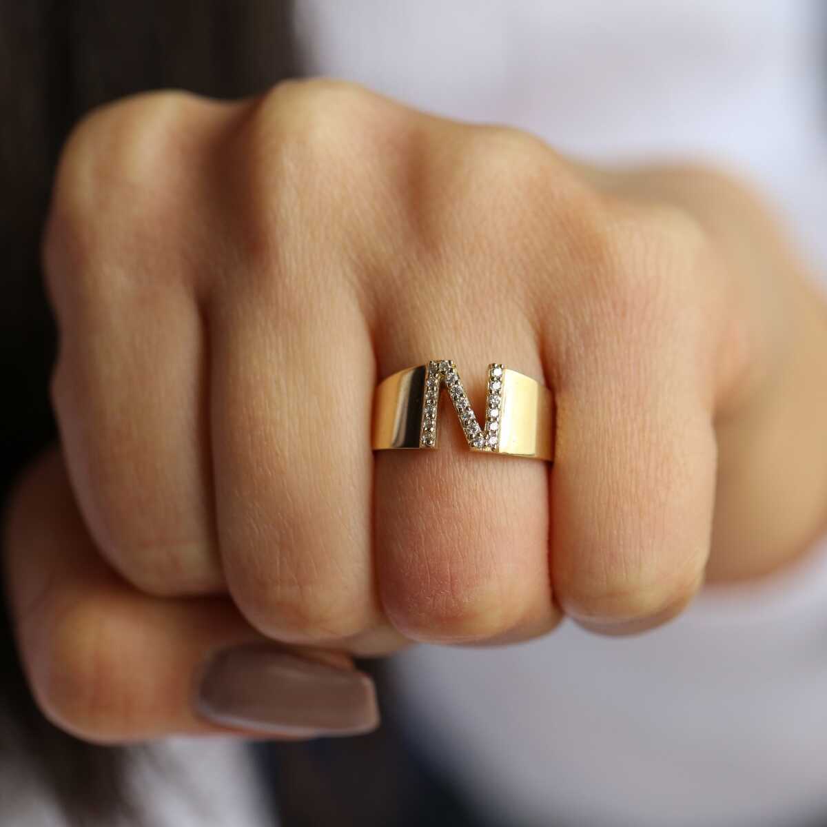 Stone Letter Ring