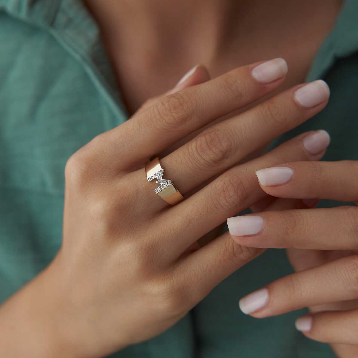 Stone Letter Ring