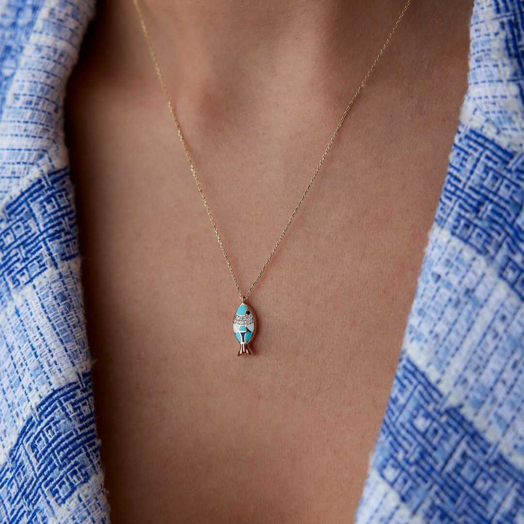 14k Gold Medium Fish Necklace