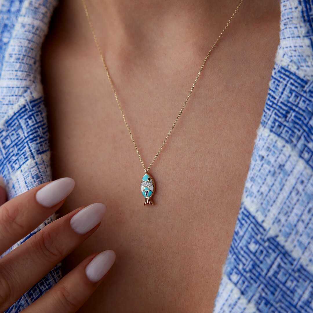 14k Gold Medium Fish Necklace