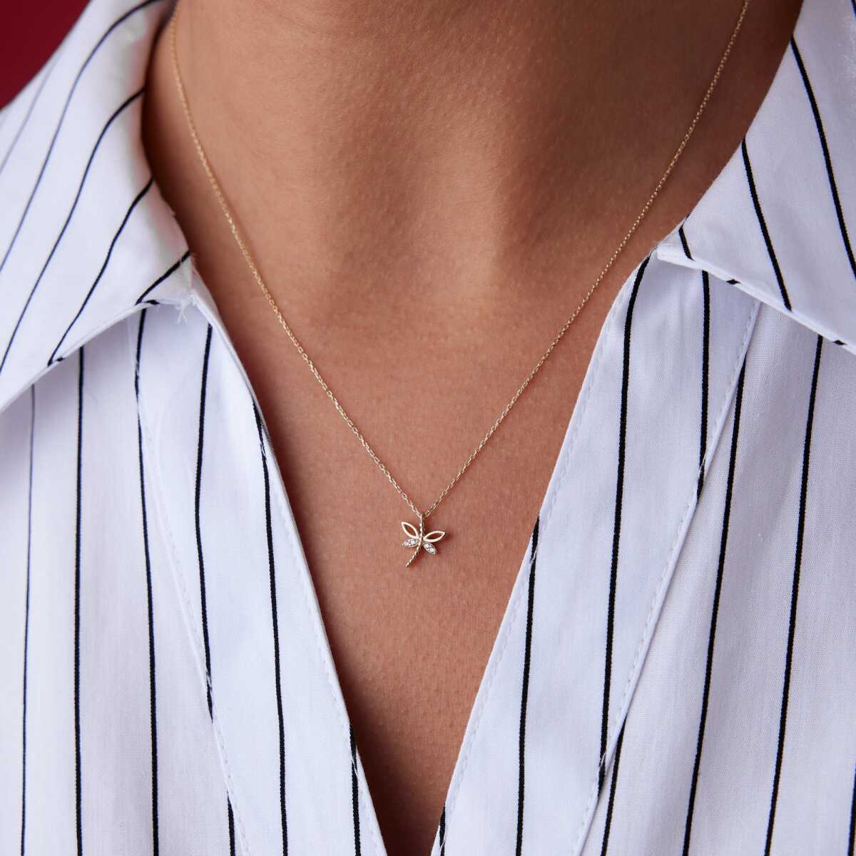 14k Gold Dragonfly Necklace