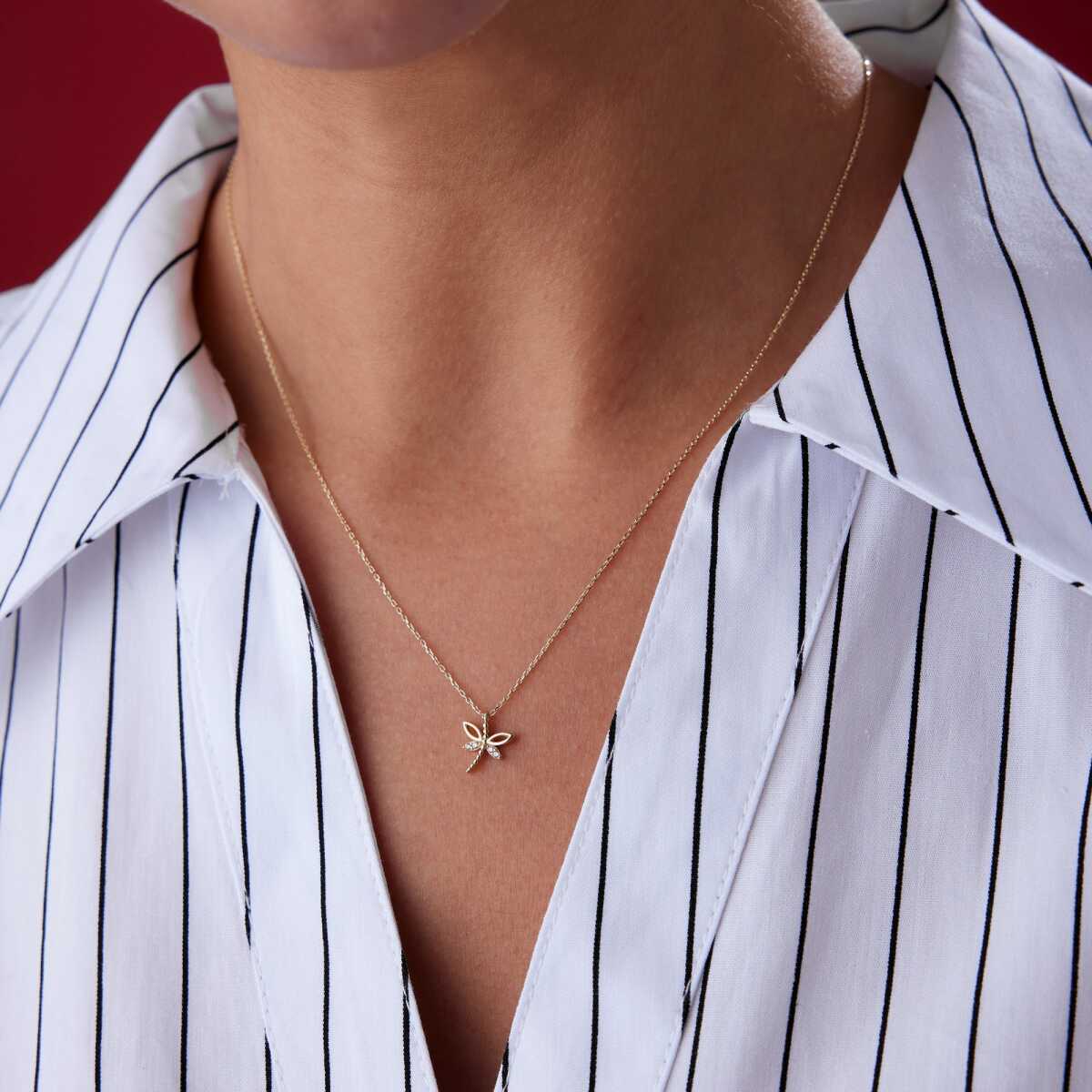 14k Gold Dragonfly Necklace