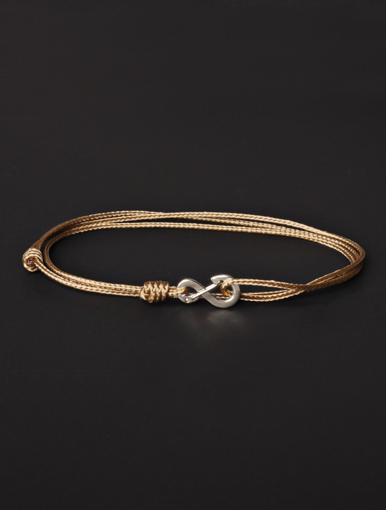 FINAL SALE Infinity Bracelet - Taupe cord men's bracelet with silver clasp