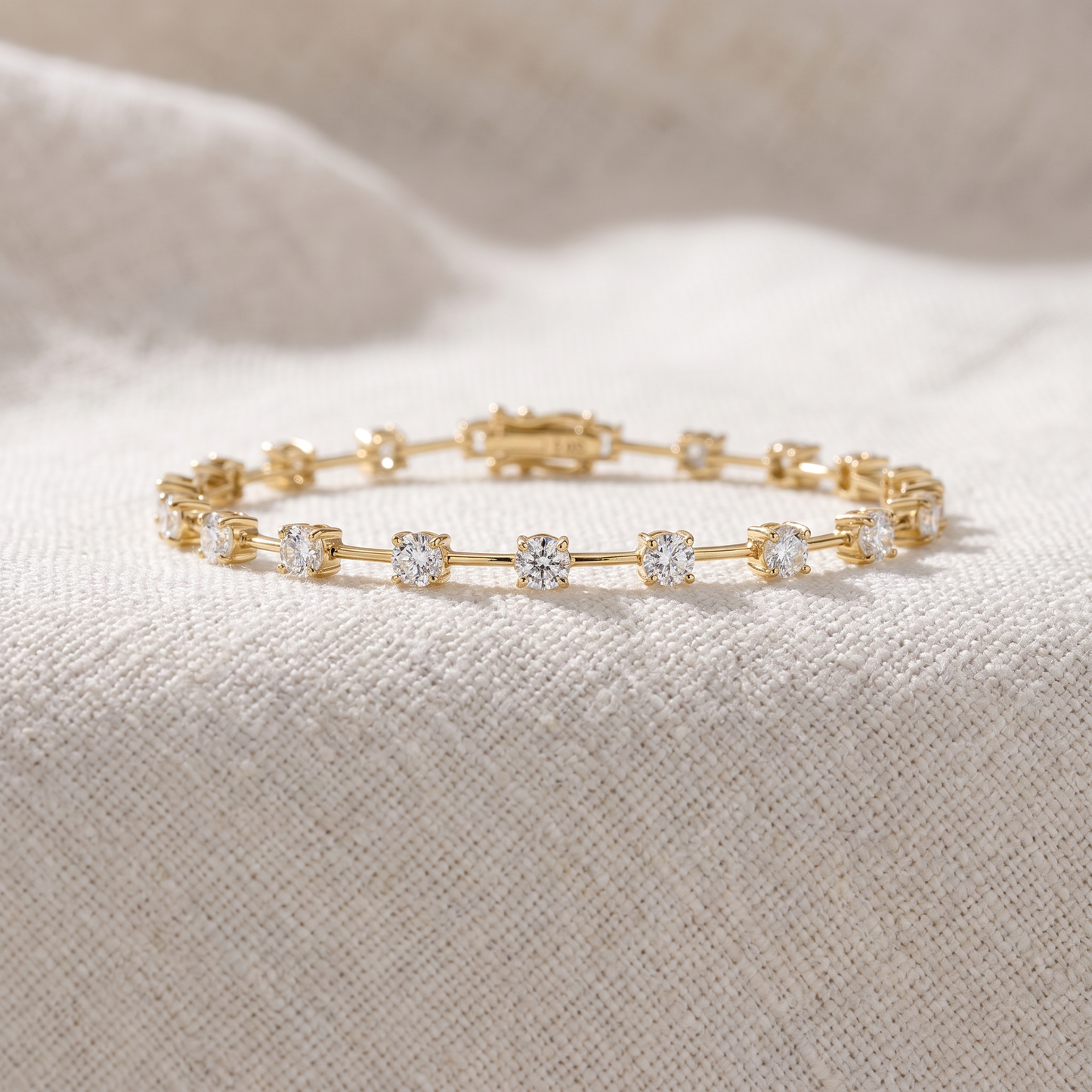 5Ct Spaced Diamond Tennis Bracelet 14k Gold Lab Grown 7"