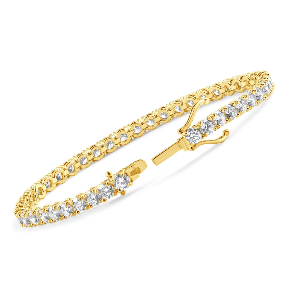 10 Ct Lab Grown Diamond Tennis Bracelet 14K Yellow Gold 7"