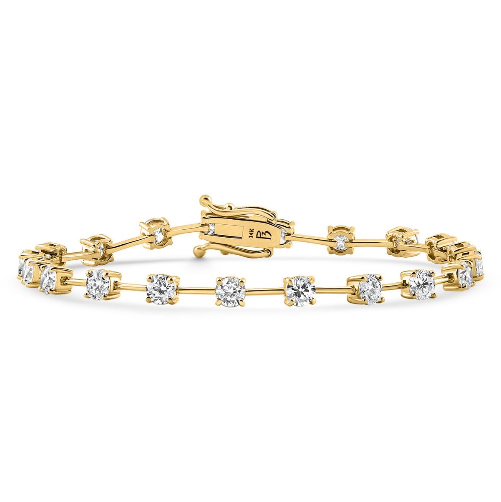 5Ct Spaced Diamond Tennis Bracelet 14k Gold Lab Grown 7"