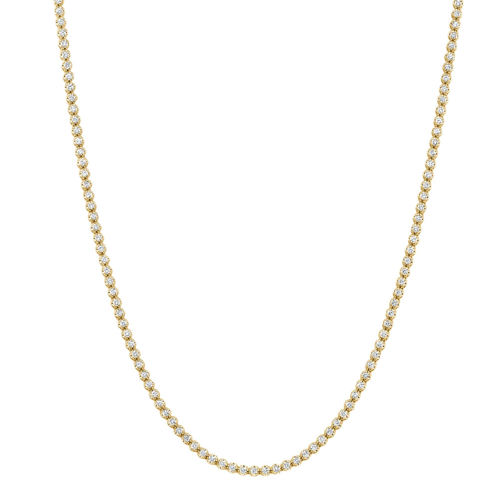 6Ct Round Lab Grown Diamond Tennis Necklace 14k Yellow Gold 18" Lab Grown