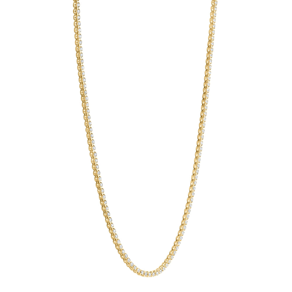 6Ct Round Lab Grown Diamond Tennis Necklace 14k Yellow Gold 18" Lab Grown