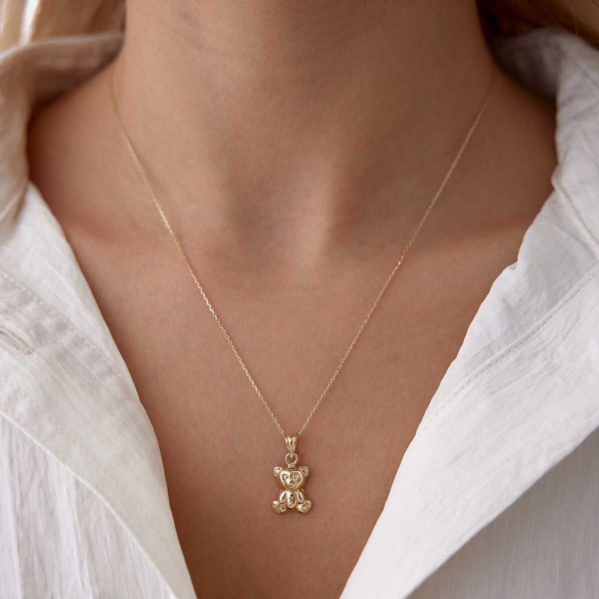 14k Gold Teddy Bear Necklace