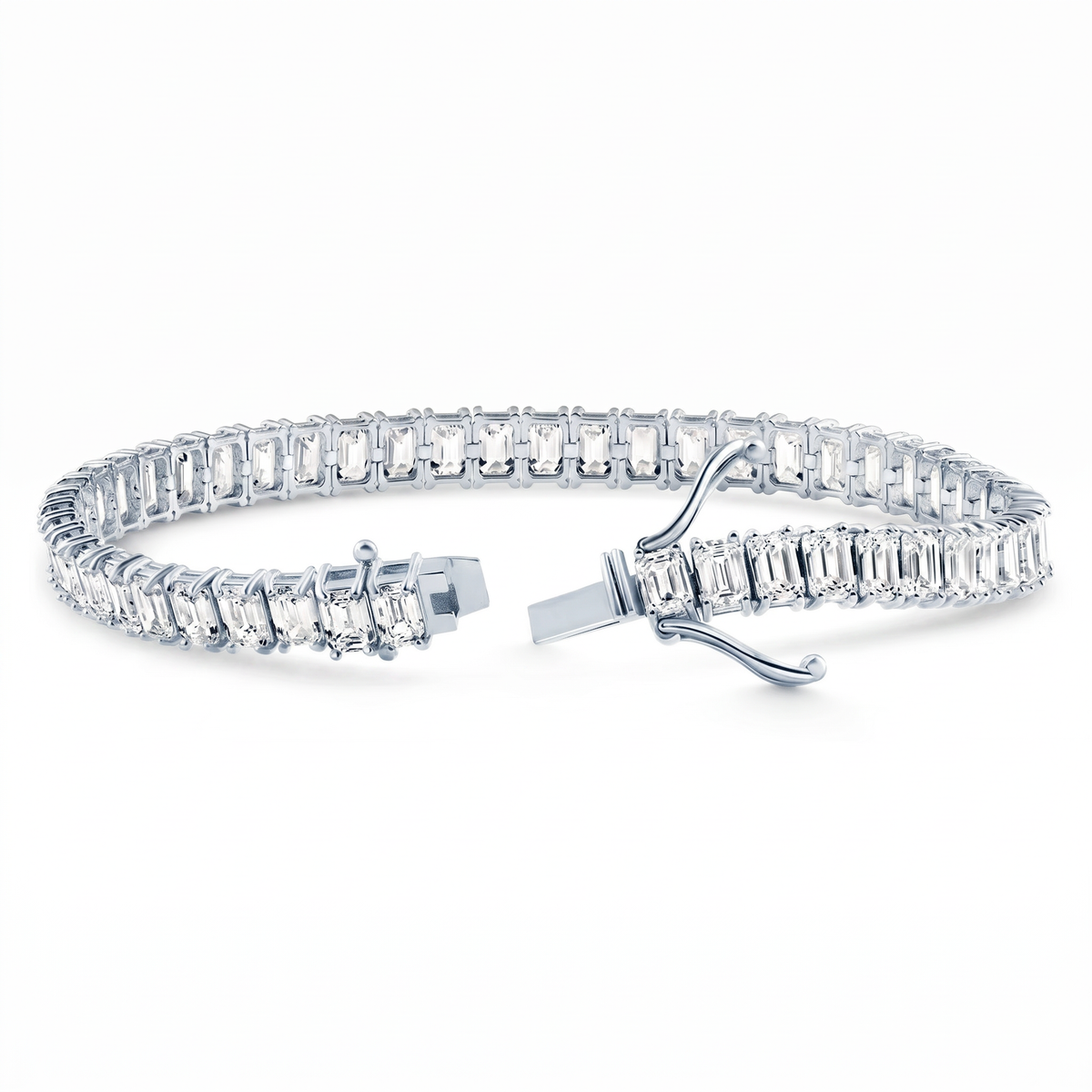 20Ct Emerald Cut Diamond Tennis Bracelet 14k Gold 7" Lab Grown