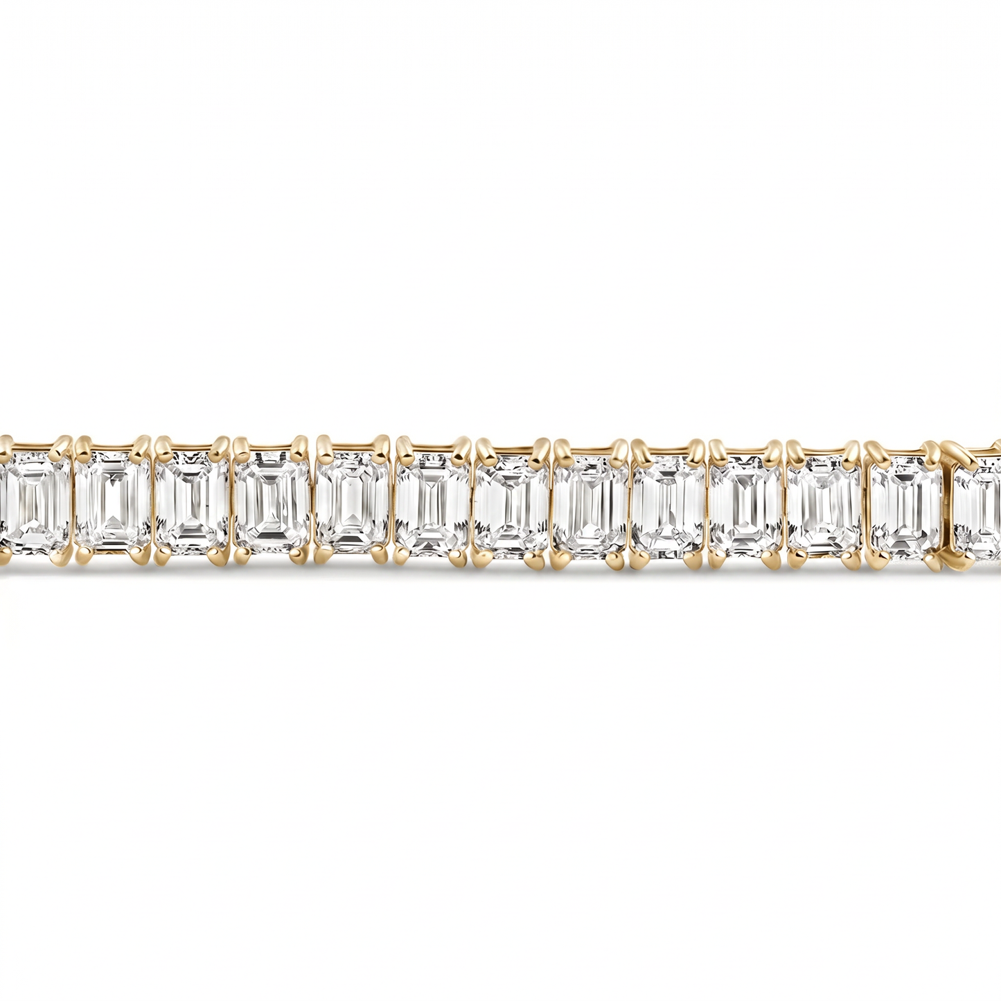 20Ct Emerald Cut Diamond Tennis Bracelet 14k Gold 7" Lab Grown