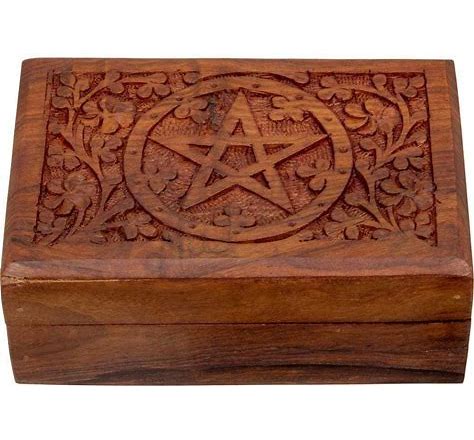 Pentagram Carved Box 4x6"