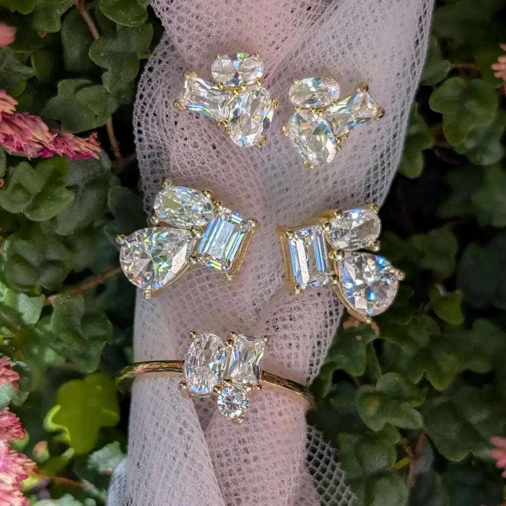 The Elia - Moissanite Small Cluster Studs