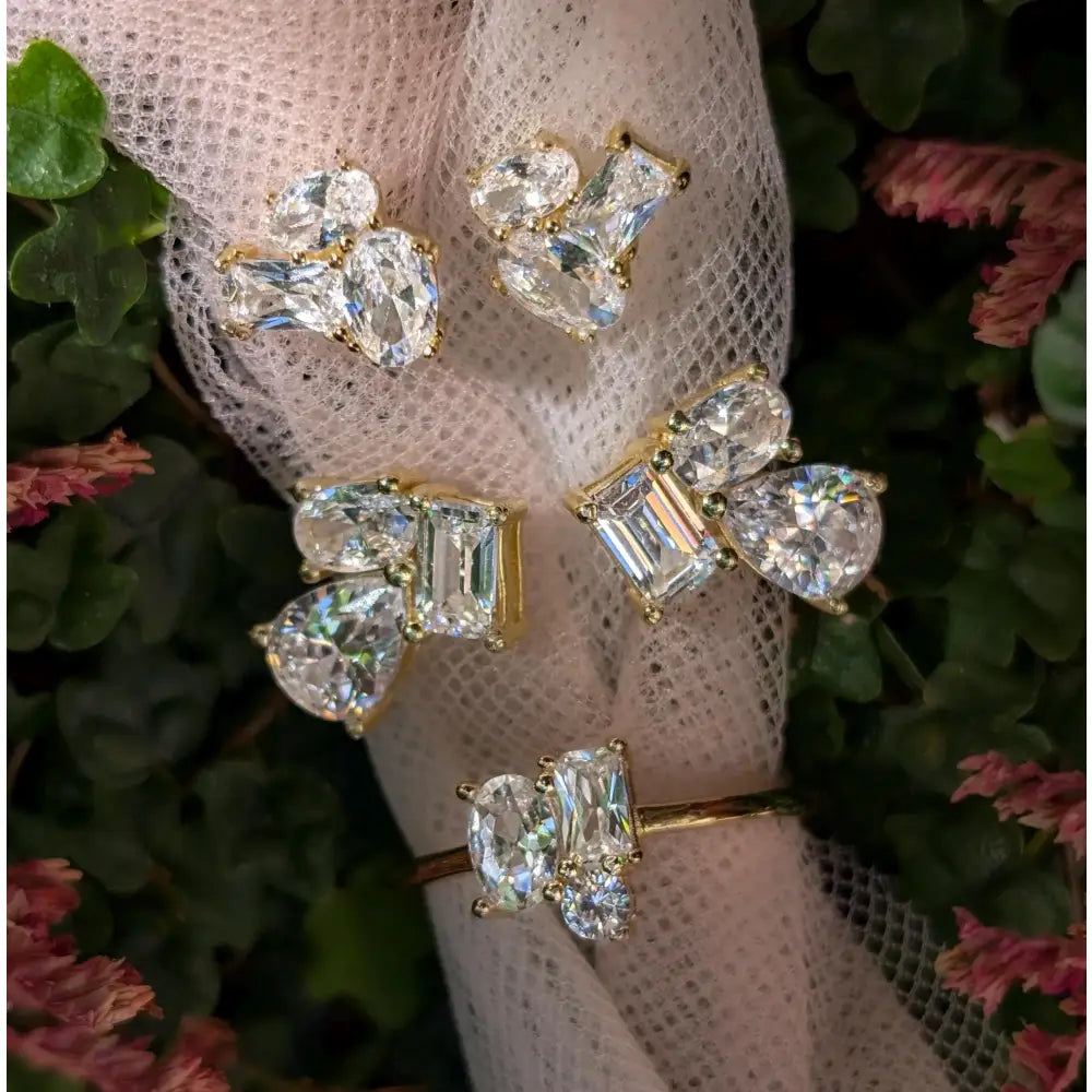 The Elia - Moissanite Small Cluster Studs