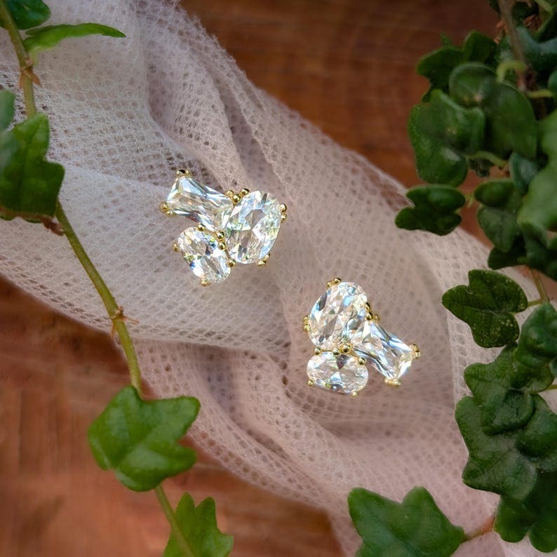 The Elia - Moissanite Small Cluster Studs